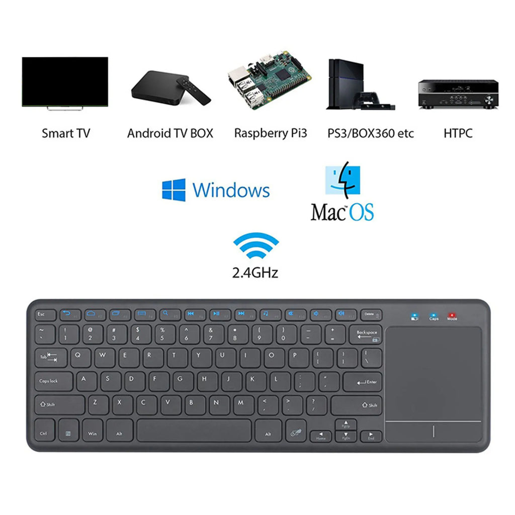 Wireless Keyboard Built in Trackpad Durable Lightweight 2.4G 78 Key Kaypad Portable for Laptop Computer Desktop Smart TV Tablet
