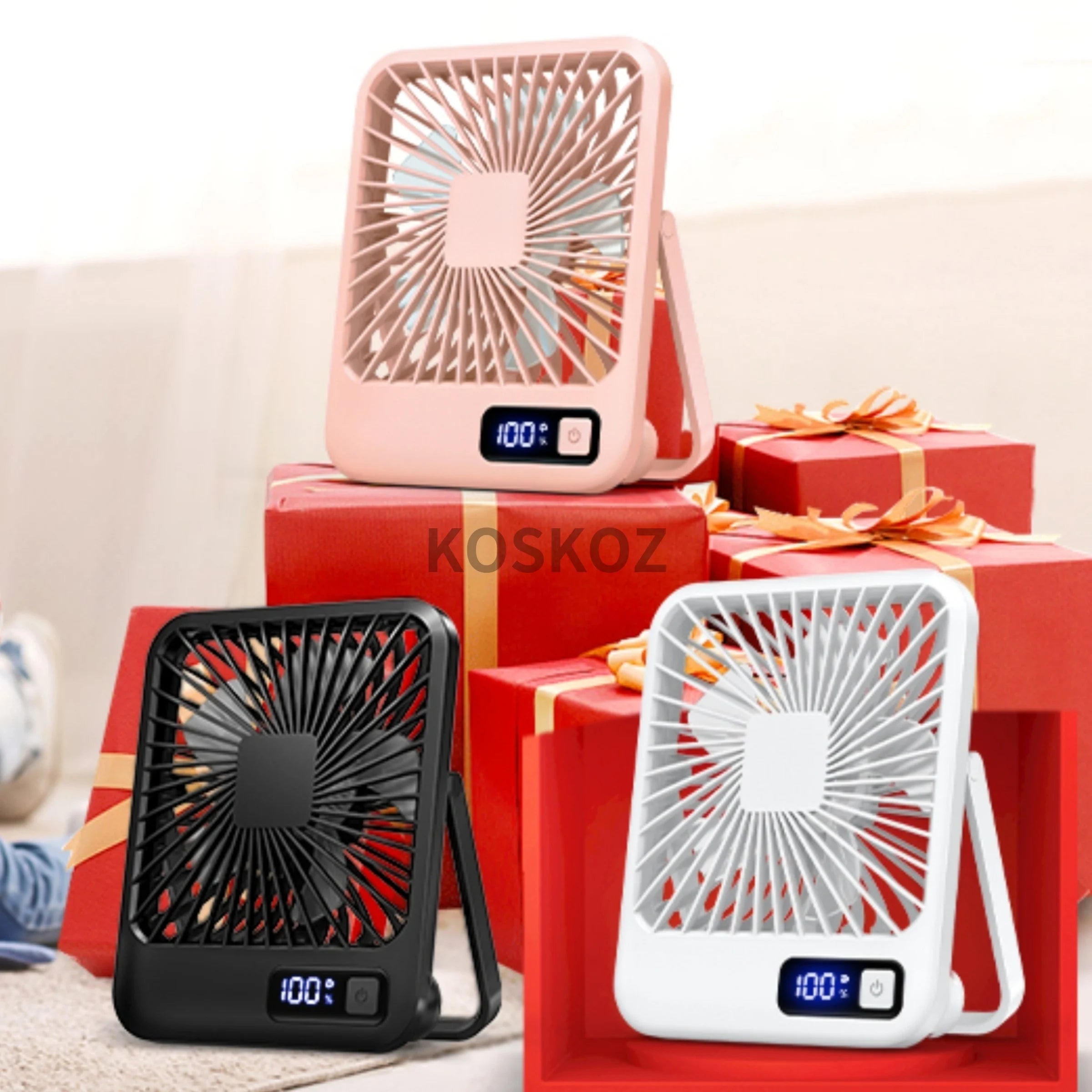 Desk Fan, Portable USB Rechargeable Fan, 180° Tilt Folding Personal Fan With Power Display, 5 Speeds Ultra Quiet Table Fan