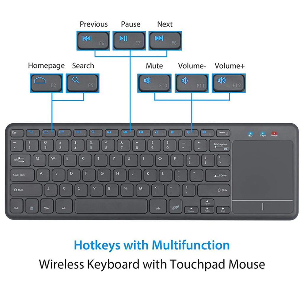 Wireless Keyboard Built in Trackpad Durable Lightweight 2.4G 78 Key Kaypad Portable for Laptop Computer Desktop Smart TV Tablet