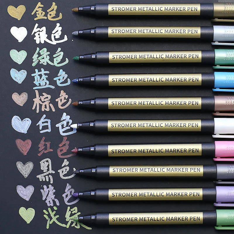 Metallic Marker Pens - Set of 20 Medium Point Metallic Markers for Rock Painting, Black Paper, Card Making, Scrapbooking Crafts,