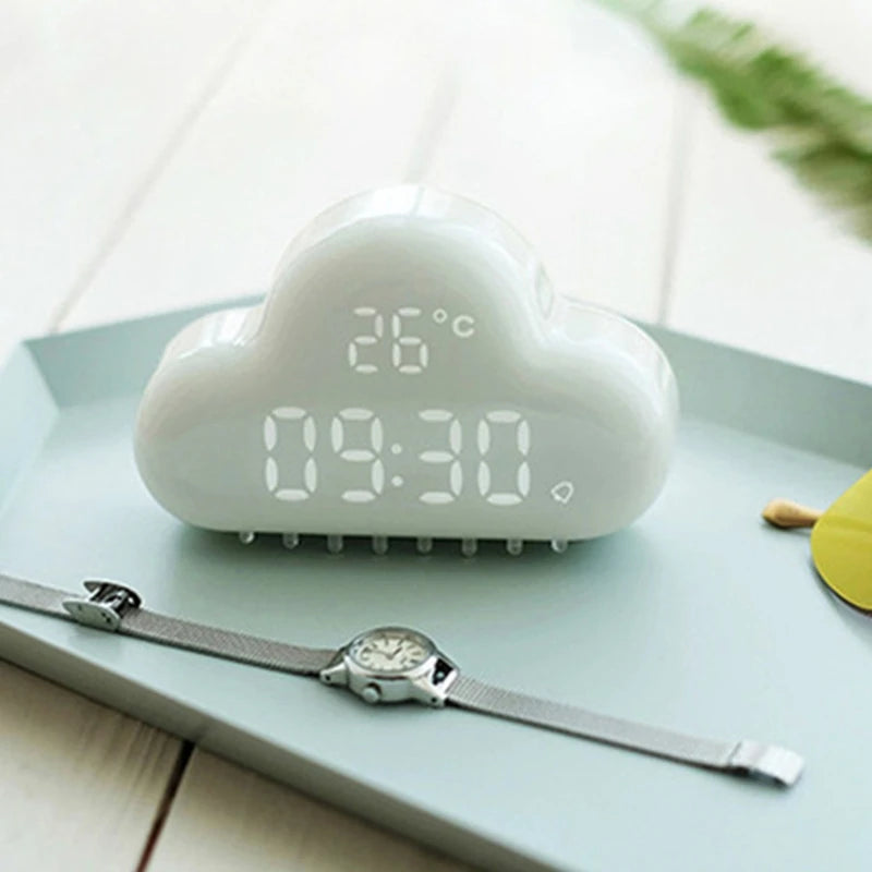 Cloud-Shaped Magnetic Clock Alarm Multi-Functional Clock with Strong Magnet Shows LED Time