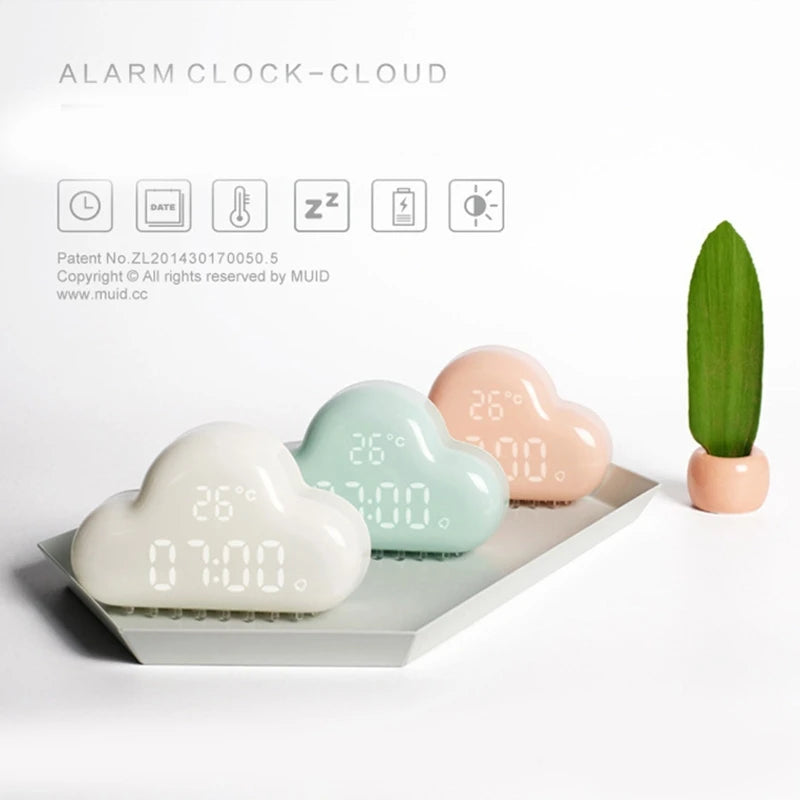 Cloud-Shaped Magnetic Clock Alarm Multi-Functional Clock with Strong Magnet Shows LED Time