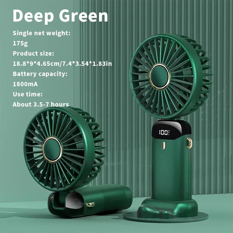 5 Speed with USB Rechargeable Battery Desk Outdoor Neck Hanging Fan ﻿Foldable Handheld Portable Fan Mini Foldable HandFan