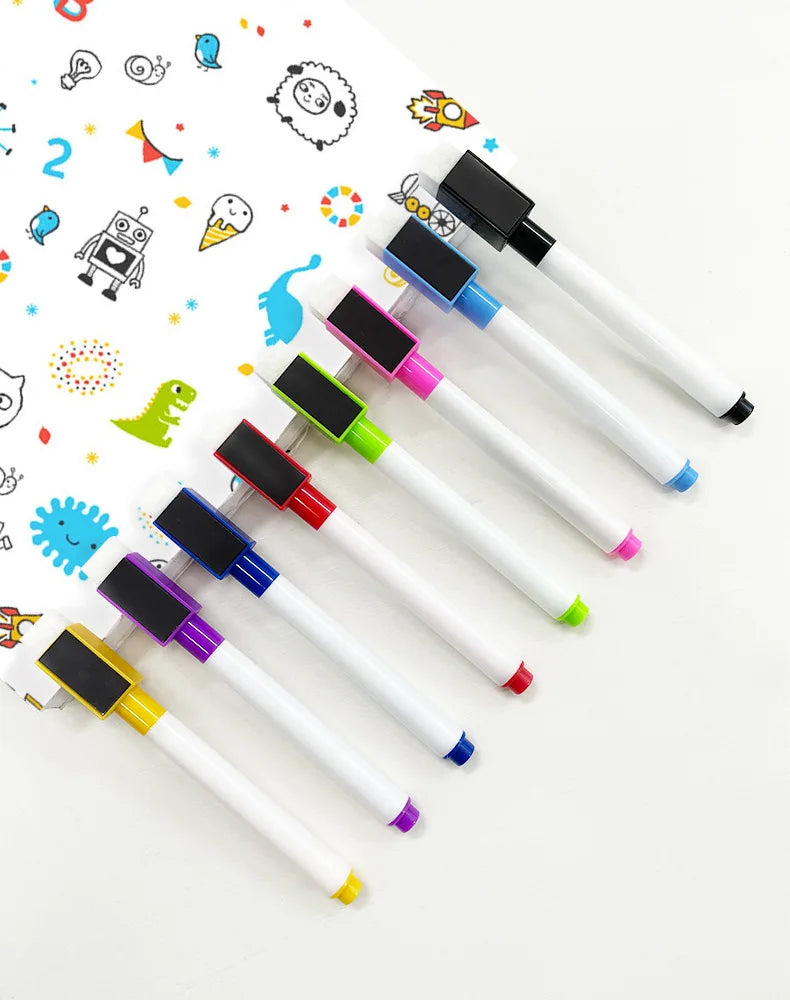 8 Colors Erasable Magnetic Whiteboard Marker Pen Blackboard Marker Chalk Glass Ceramics Office School Art Marker Stationery