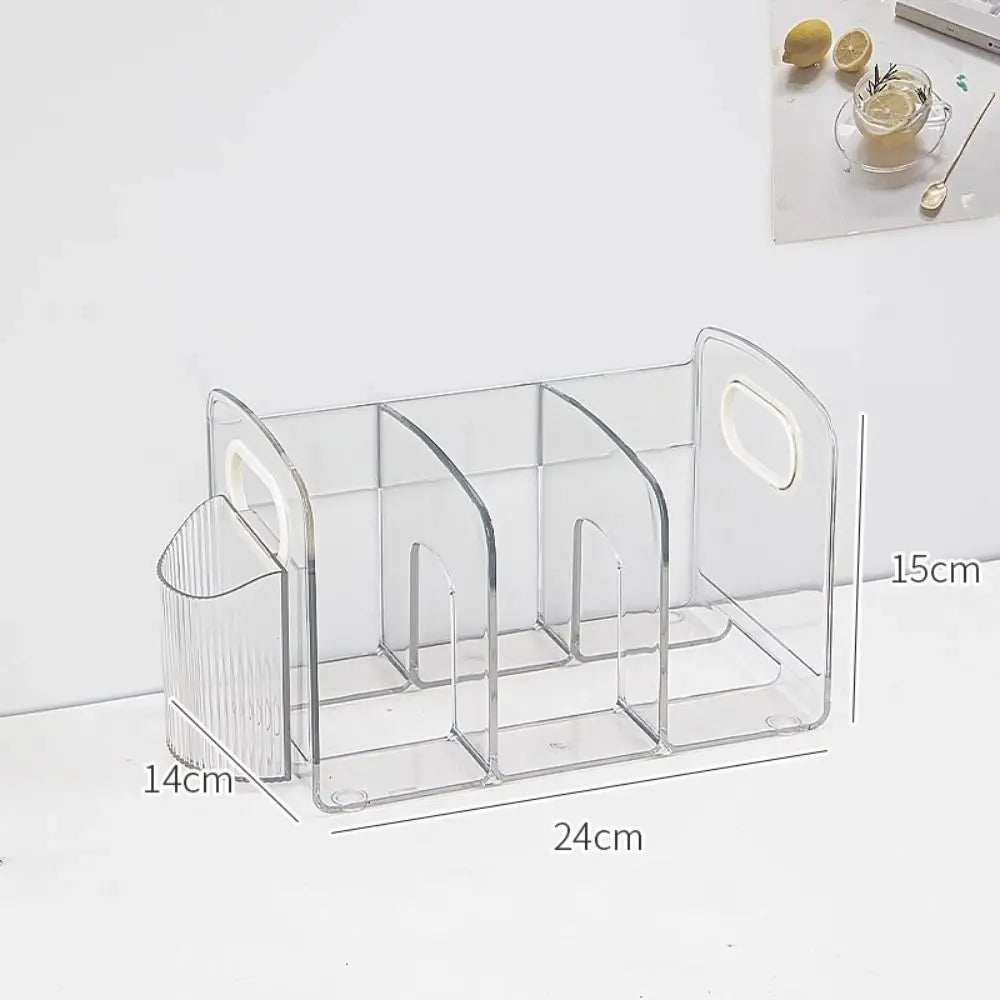 Desktop Organizer Save Space Handle Bookends Durable Transparent Divider Book Stand Simple Display Desk Storage Rack Minimalism