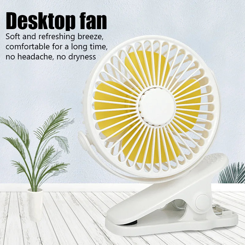USB Powered Table Fan Clip-on Type Portable Mini Desk Fan 360 Degree Rotation Adjustable Clip-on Fan For Student Dormitory Offic