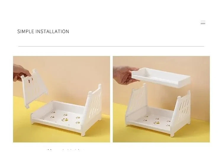 White Double Tier Desktop Storage Organiser Display Shelf  stationery  stationary  stationary organizer  office supplies