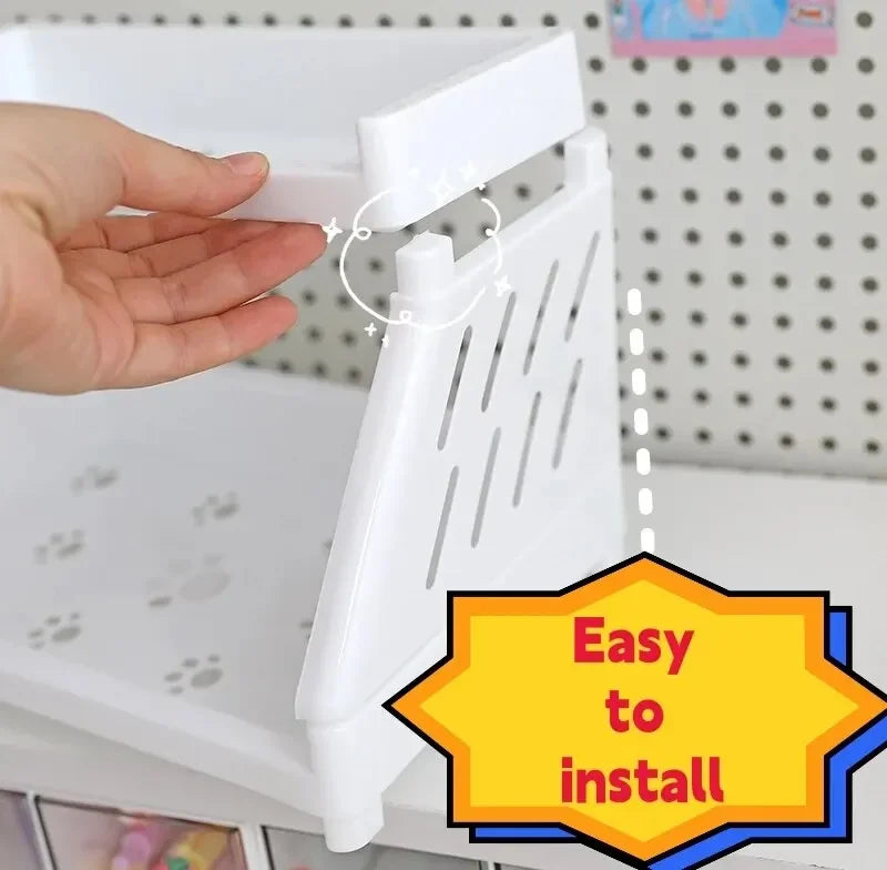 White Double Tier Desktop Storage Organiser Display Shelf  stationery  stationary  stationary organizer  office supplies