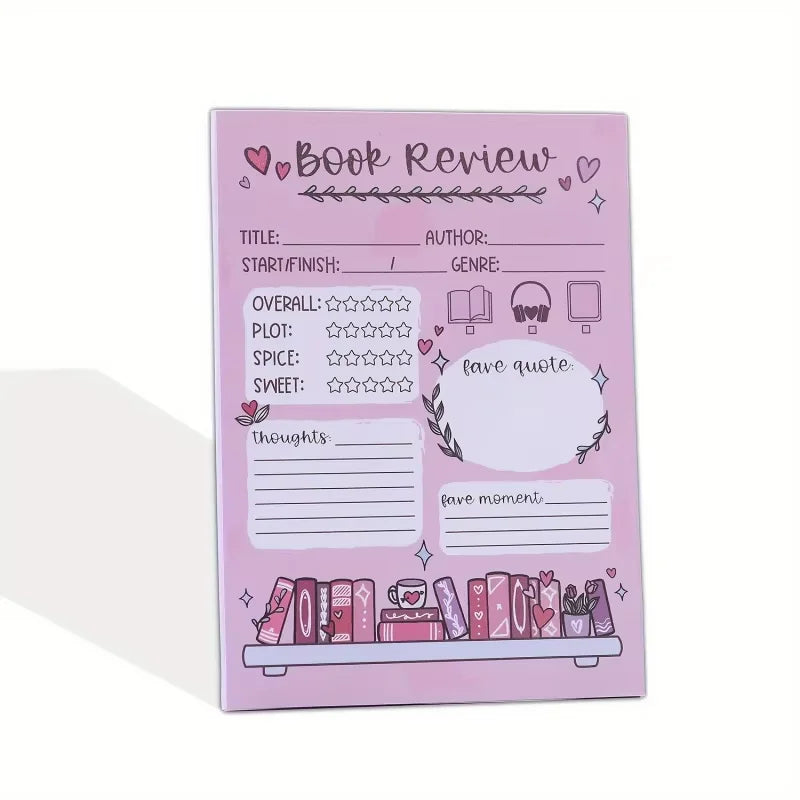1/2 Pcs Fun Book Review Notepad, perfect gift for book lovers and everyday office use, great for organizing ideas and memos!
