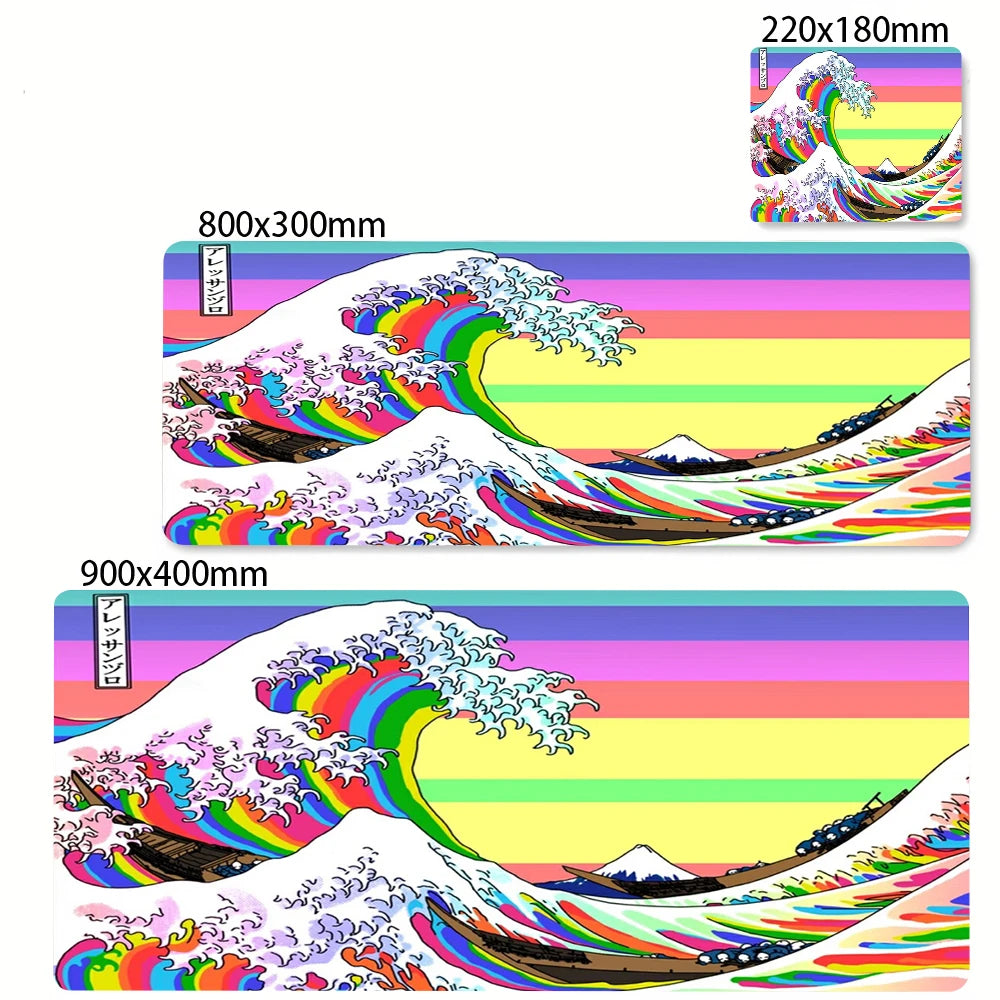 Large Mousepad Japan Great Wave Mousepads Keyboard Mat Deskpad Pc Game Desk Mats Company Mouse Pad Minimalist White Mouse Mats