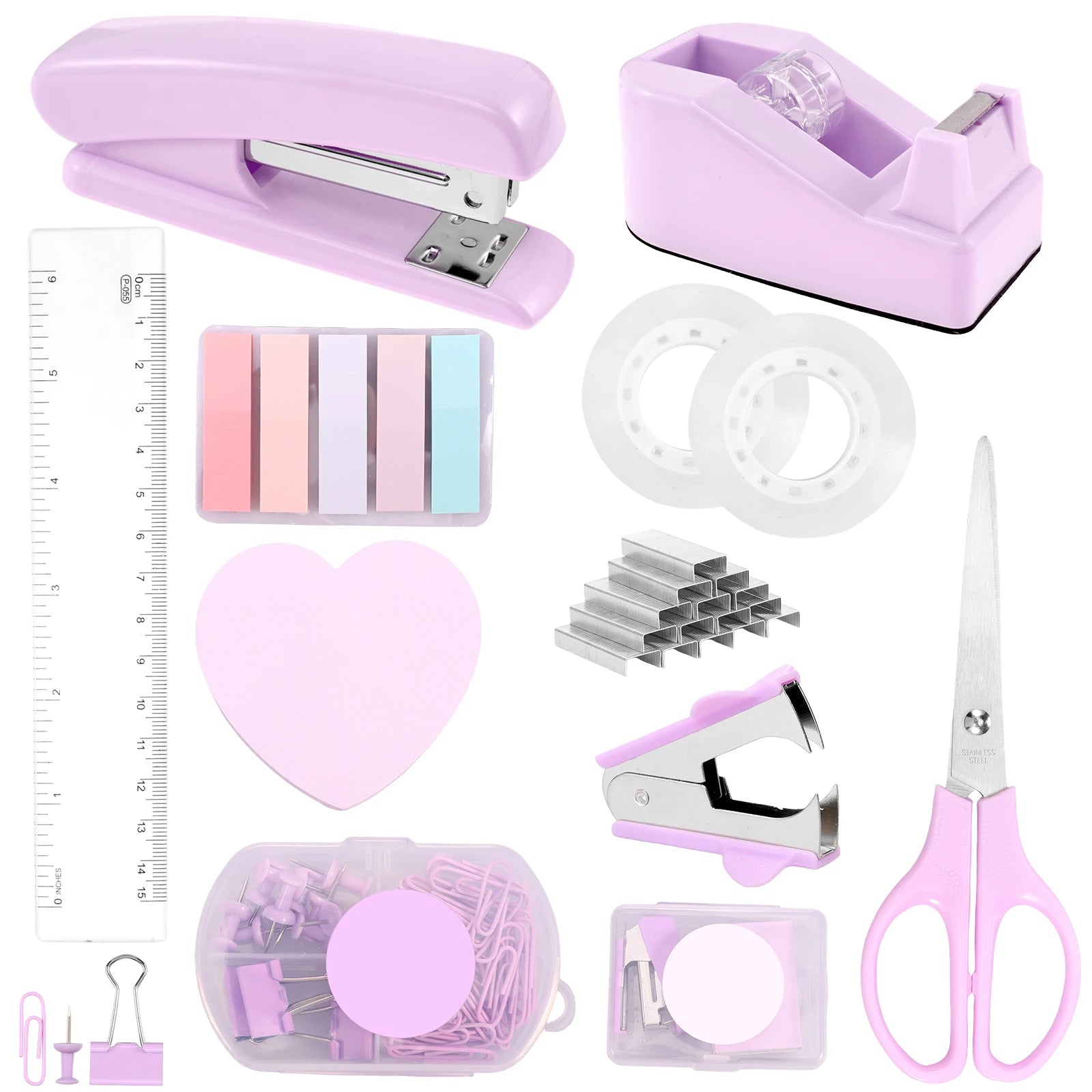 Office Supplies Set Desk Accessories Stapler Set Staple Driver Tape Holder Ruler Labels Office Scissors For Students Office Use