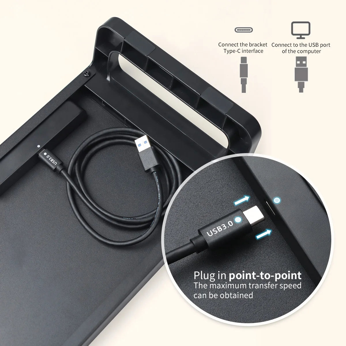 Computer Monitor Stand Riser With 4 USB3.0 Ports ABS Legs Support Data Transfer Desktop Screen Holder With Keyboard Storage