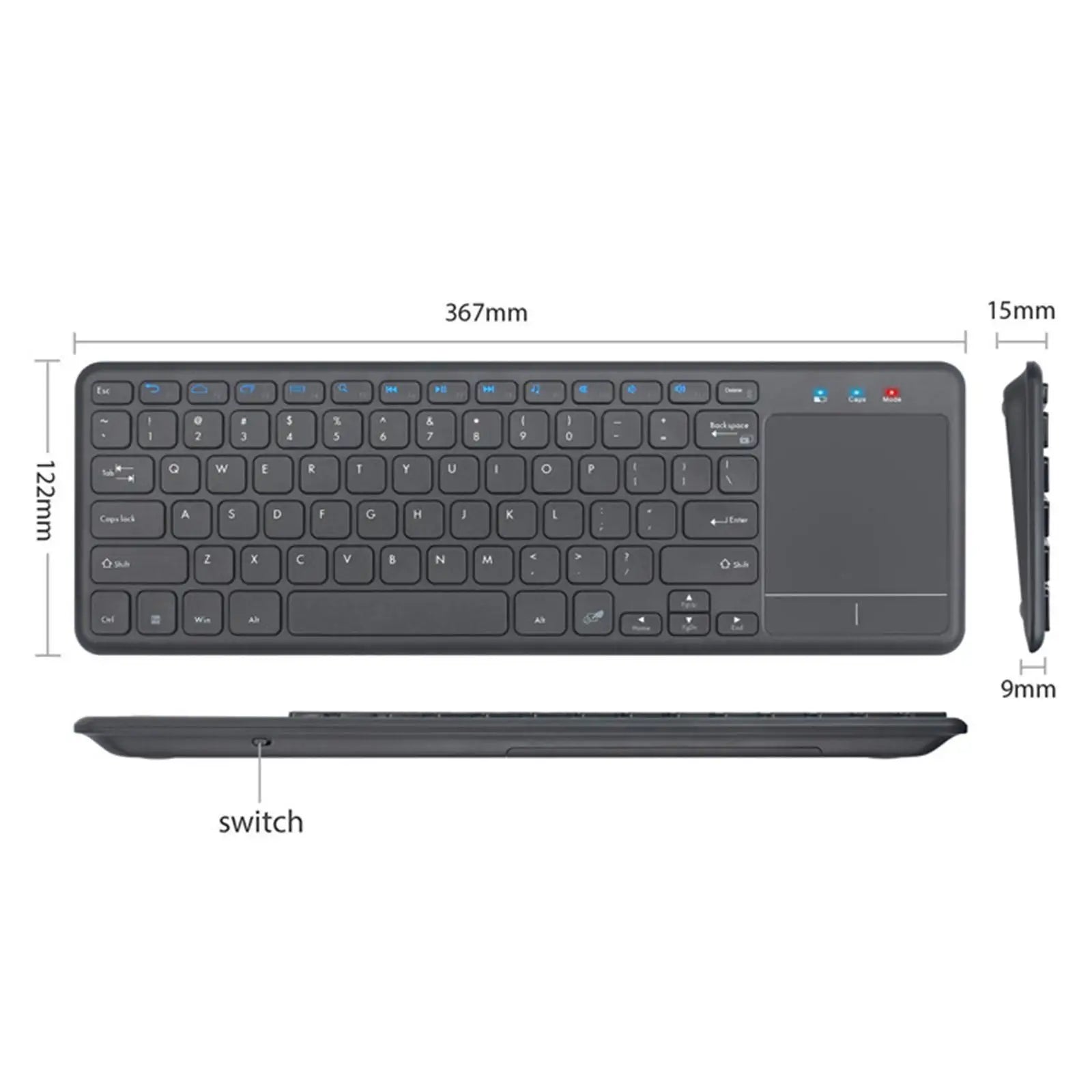 Wireless Keyboard Built in Trackpad Durable Lightweight 2.4G 78 Key Kaypad Portable for Laptop Computer Desktop Smart TV Tablet