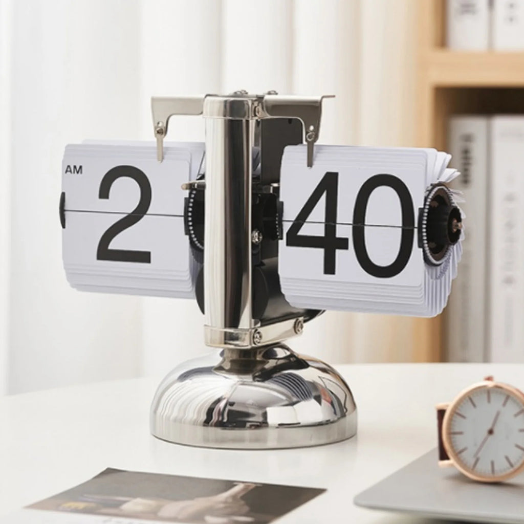 Clock Digital  Down Clock Retro Minimalist Single Foot Mechanical Auto  Clock Desk Clock for Home Livingroom Decor