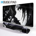 New Black and White Anime Girl Mousepad Large Mouse Pad Office Keyboard Edge Locking Desk Mat PC Gamer Accessories Non-slip Mat