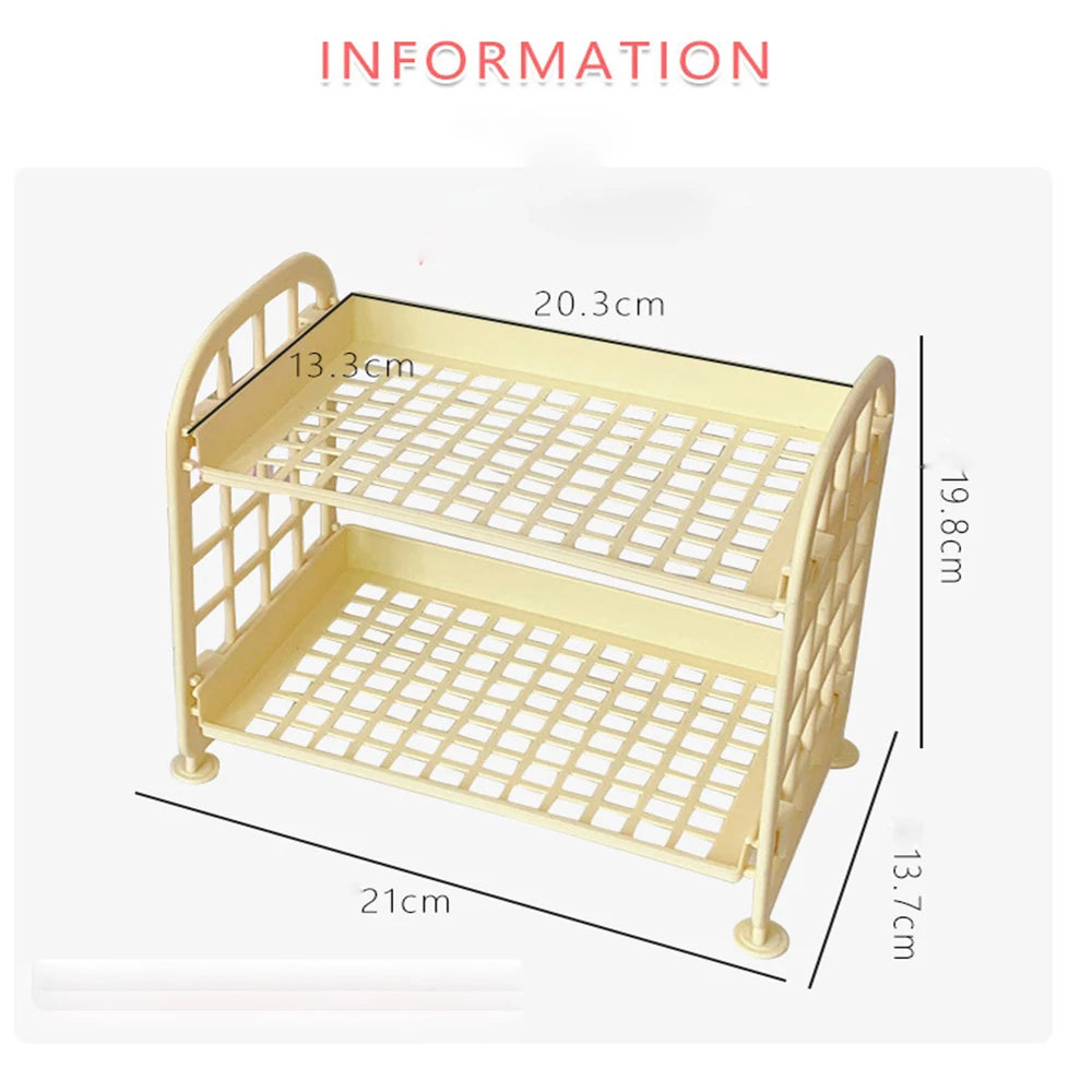 Desktop Stationery Rack Storage Holder Multi-Functional Plastic Shelf Makeup Organizer Office Dormitory Desk Organizer Shelf