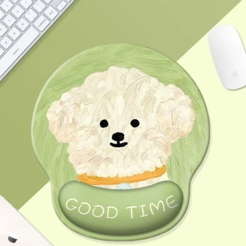 Cartoon Puppy Mouse Pad with Wrist Rest Non-Slip Soft Ergonomic Desk Mat For Office Gaming Computer Desk Universal Mousepad