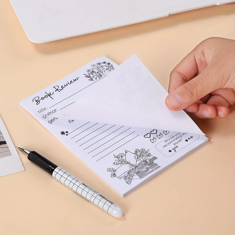 1/2 Pcs Fun Book Review Notepad, perfect gift for book lovers and everyday office use, great for organizing ideas and memos!
