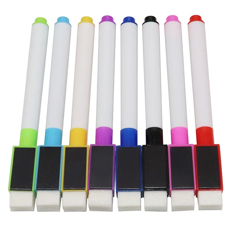 8 Colors Erasable Magnetic Whiteboard Marker Pen Blackboard Marker Chalk Glass Ceramics Office School Art Marker Stationery