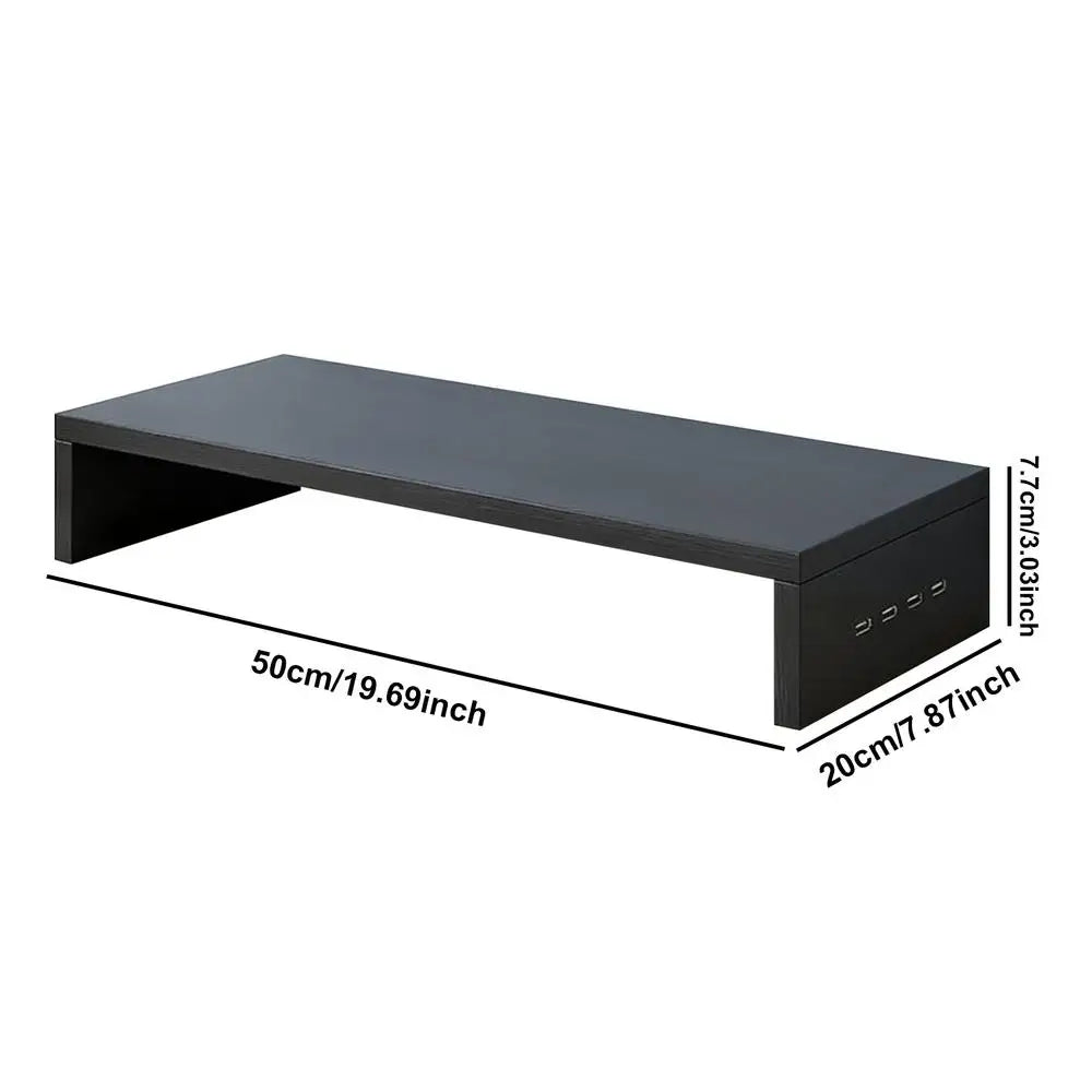 Monitor Height Stand 4 USB Ports Ventilation Shelf Booster Office Printer Stand Computer Monitor Riser Keyboard Storage Rack