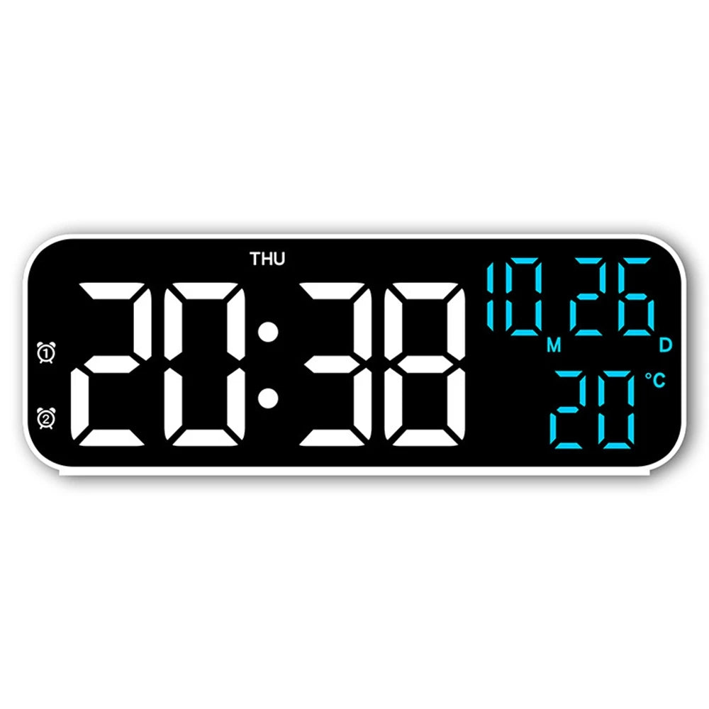 Digital Alarm Clock Temperature and Date Week Display Night Mode Table Clock Voice Control 12/24H Electronic LED Alarm Clocks