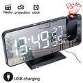 LED Screen Digital USB Wake Up FM Radio Time Projector Clock Week Display Decor with Humidity Table Home Temperature Date Clock