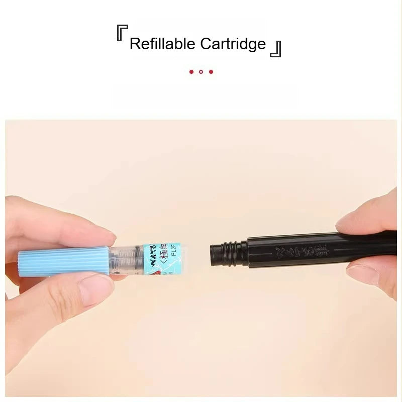 PENTEL Scientific Writing Portable Brush Pen Soft - tipped Calligraphy Practice Pen Refillable Ink Small Regular Script