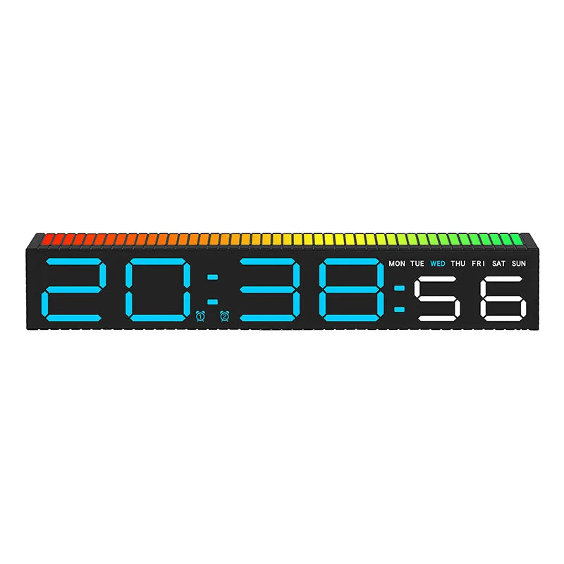 Creative 12/24H Digital LED Electronic Clock with Microphone Time Temperature Display for Home Living Room Bedside Decoration
