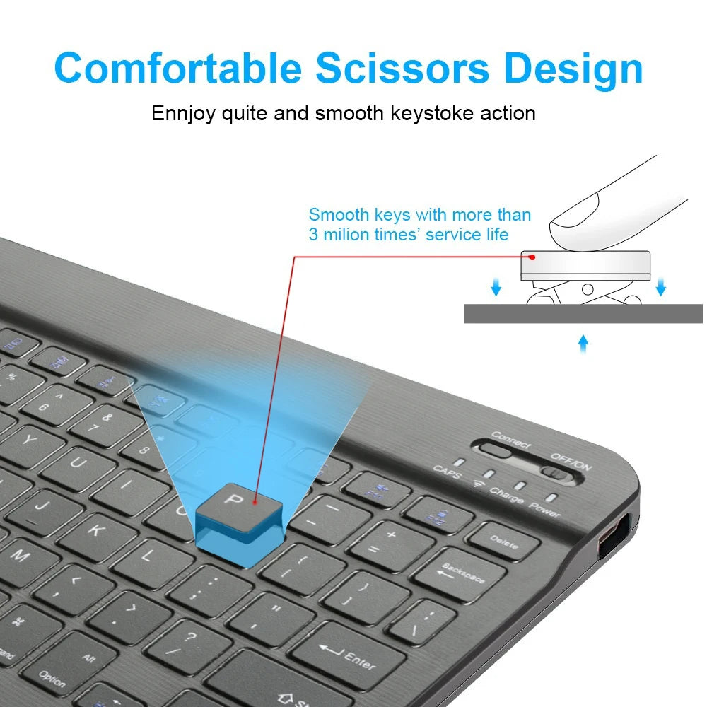 Wireless Bluetooth-compatible Keyboard For Android iOS Tablet Ultra-Thin 78 Keys Rechargeable Portable Compact Design for iPad