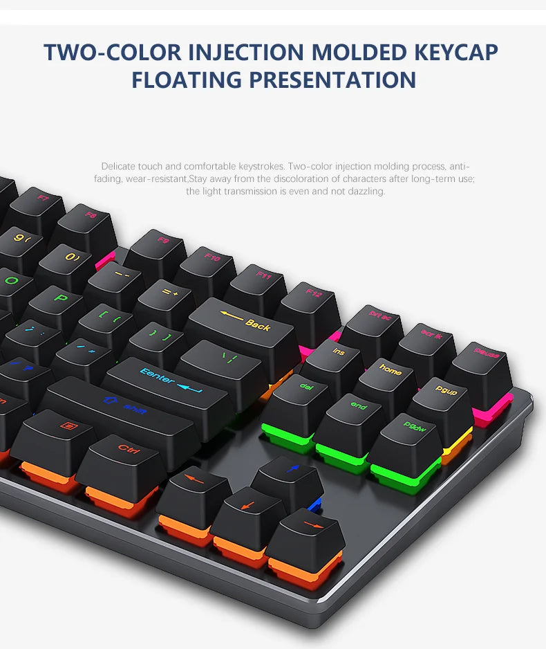 Backlit Gaming Mechanical Keyboard Gamer Mechanic Kit RGB PC USB Wired Keypad Keybord Ergonomic Computer Key Board Mini Teclado