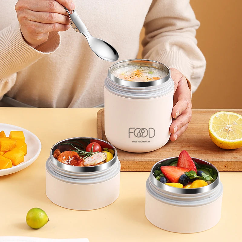 Lunch Boxes Lunch Bag 304 Stainless Steel Lunch Box For Kids Lunch Bags  Portable Folding Spoon Lunch Box Kids Thermal Bento Box