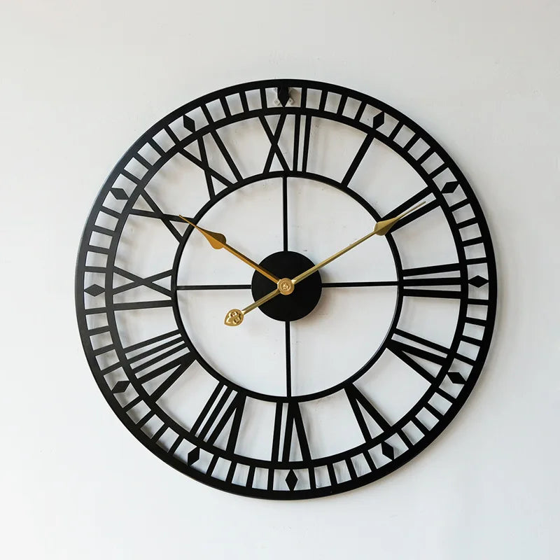 Modern Simple Clock Retro Hotel Wrought Iron Quartz Clocks Living Room Wall Hanging Clock Watch Home Decoration