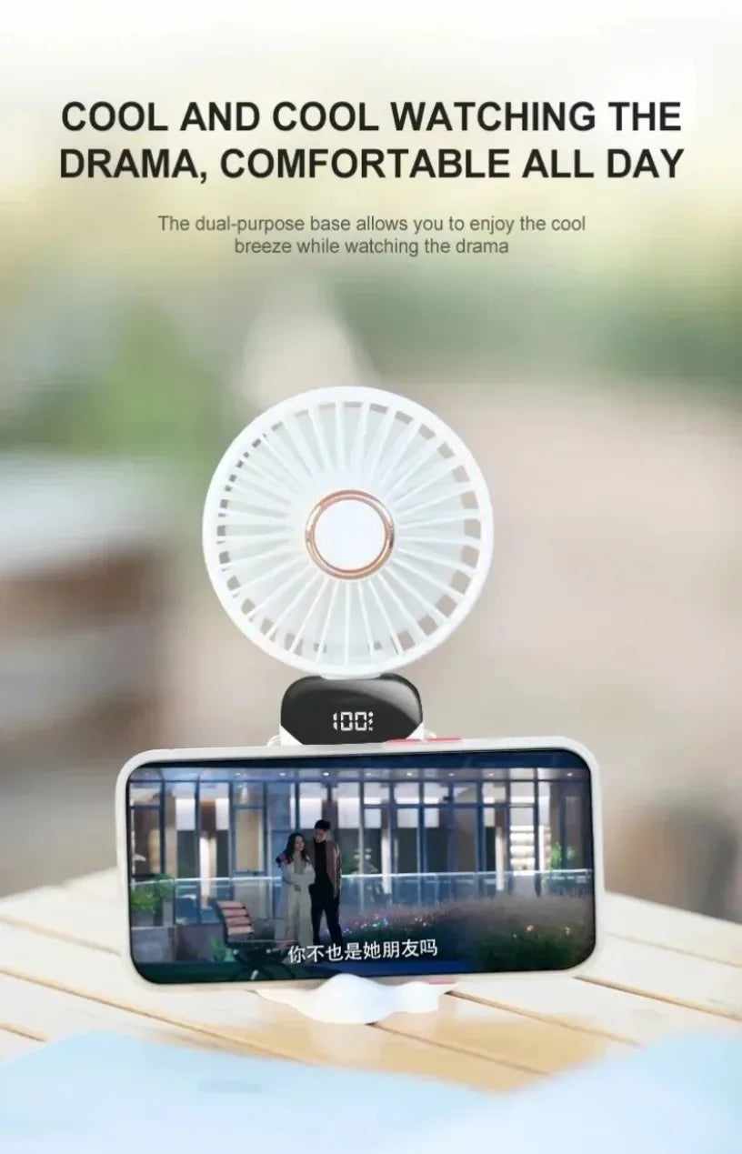 5 Speed with USB Rechargeable Battery Desk Outdoor Neck Hanging Fan ﻿Foldable Handheld Portable Fan Mini Foldable HandFan