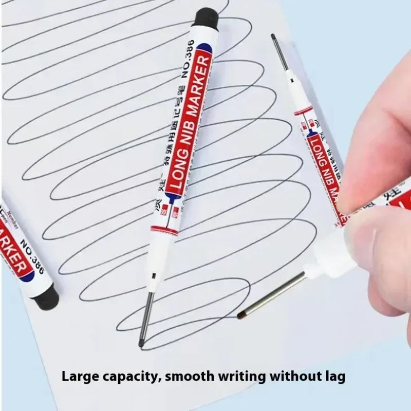 4/12 Pcs Waterproof Long Head Markers Deep Hole Marker Pen for Metal Carpenter Red/Black/Blue/Green Ink Woodworking Tools Marker