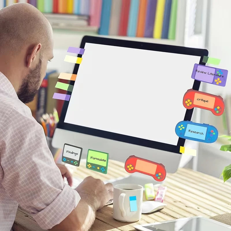 Game Console-themed Notepad Set With Rich And Unique Designs, Self-adhesive Sticky Notes, And Reusable Memo Pads.