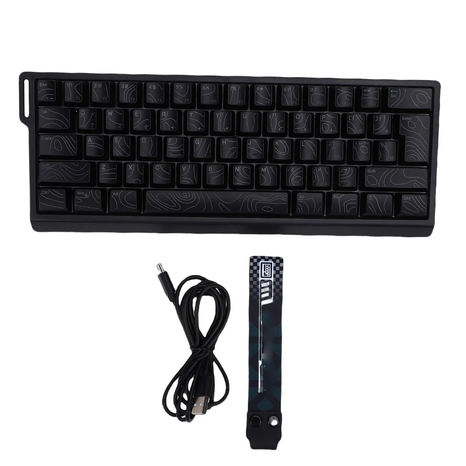 Wireless Keyboard 61 Key Triple Mode 2.4G USB Bluetooth with RGB Backlit Ribbon 60 Percent Portable for Gaming Rechargeable
