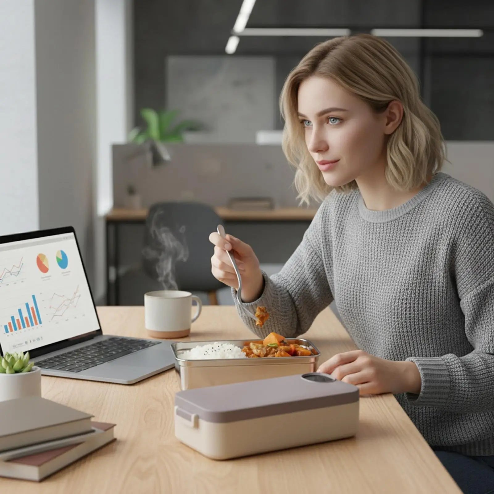 Heated Lunch Box Rechargeable Portable Warmer Portable Electric Lunch Box with Stainless Steel Container for Kids Boys Girls