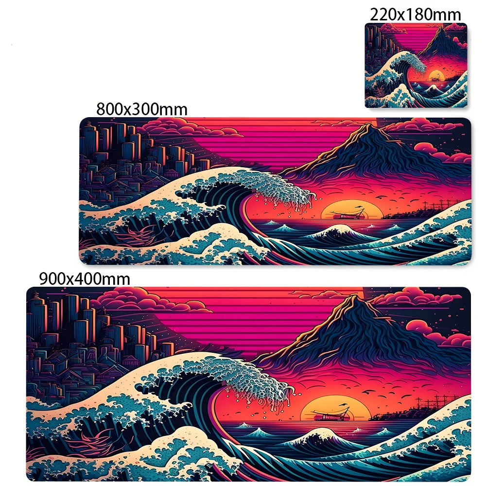 Large Mousepad Japan Great Wave Mousepads Keyboard Mat Deskpad Pc Game Desk Mats Company Mouse Pad Minimalist White Mouse Mats