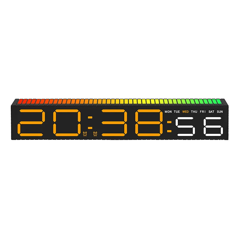 Creative 12/24H Digital LED Electronic Clock with Microphone Time Temperature Display for Home Living Room Bedside Decoration