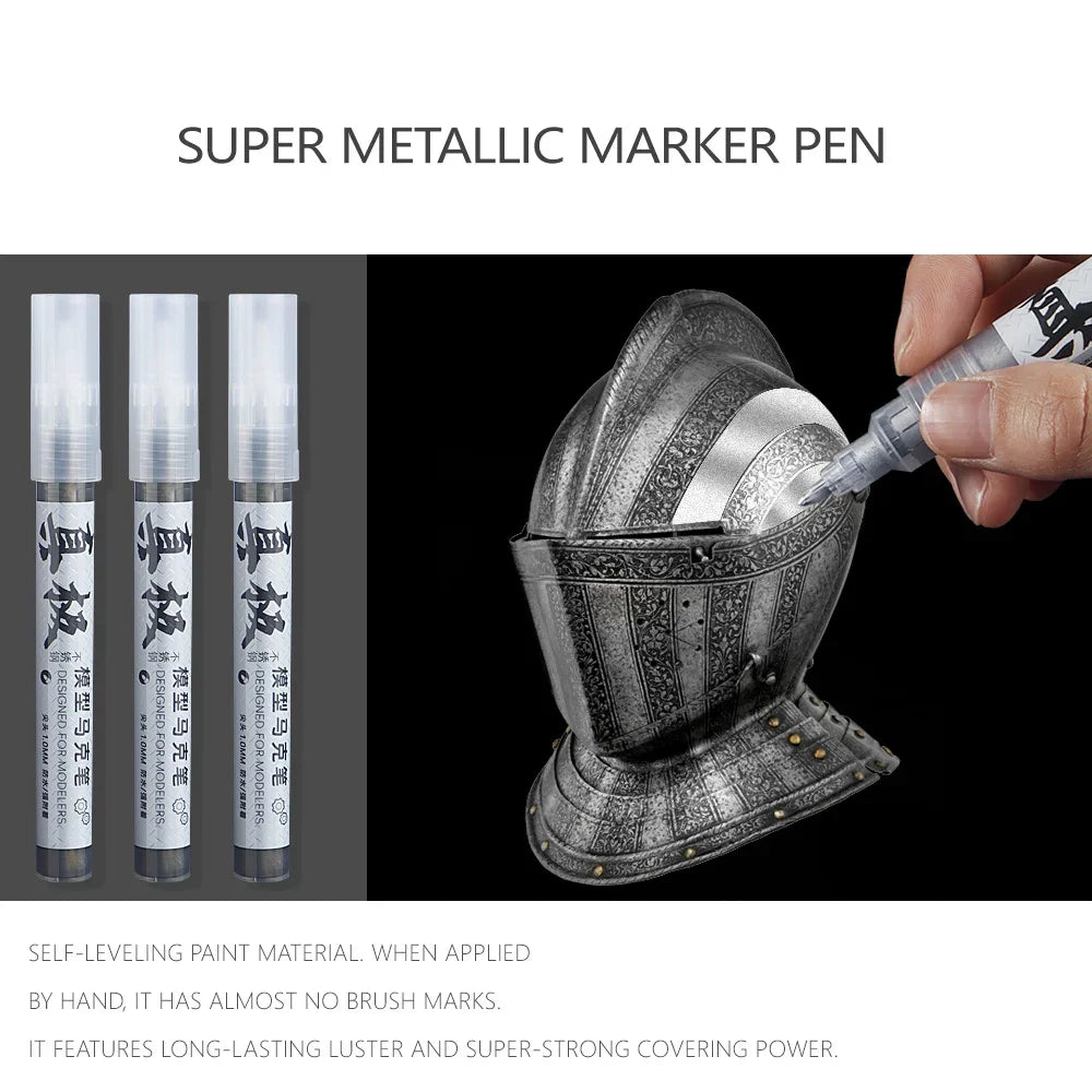 8 Colors Set Metallic Marker Pen 1mm DIY Reflective Paint Pen Permanent Gold SILVER Marker Touch Up, Model Painting, Marking