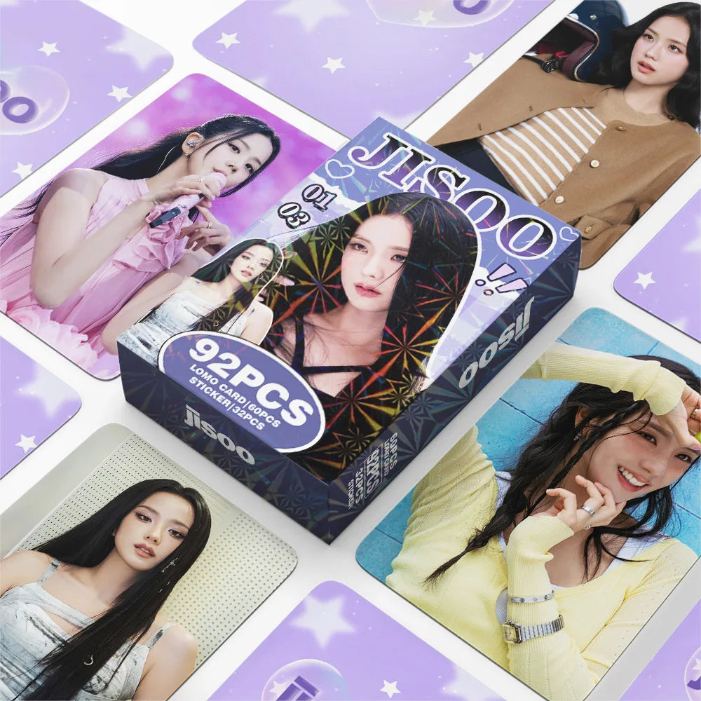 80-page K-pop girl group photobook with lyrics, magazine photo collection, 92 photo cards, celebrity LOMO cards, gift