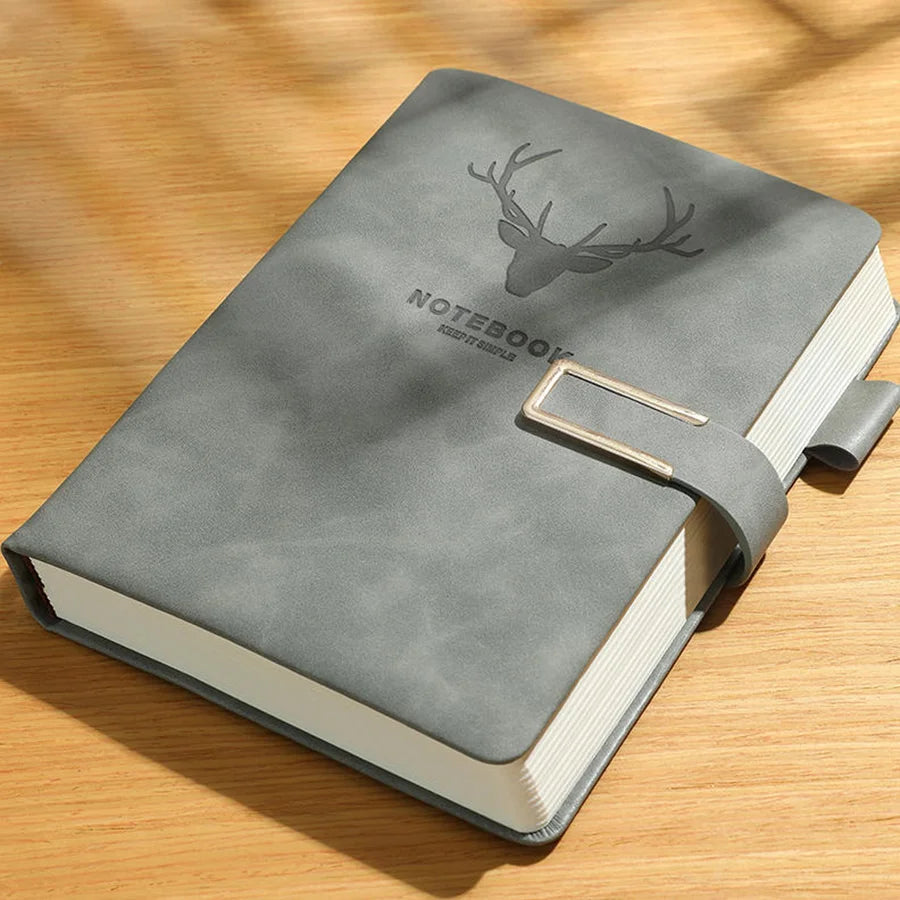 200pages A5 Leather Notebook with Leather Notebook Cover, Personalized Soft Cover and Bookmark, Perfect for Business, Meeting
