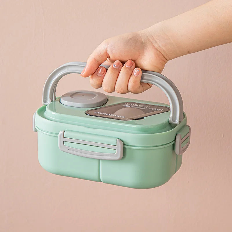 Portable Lunch Box Compartment Wheat Straw Bento Carrying Handle Box Reusable Tableware Containers Meal Snack Food Containers