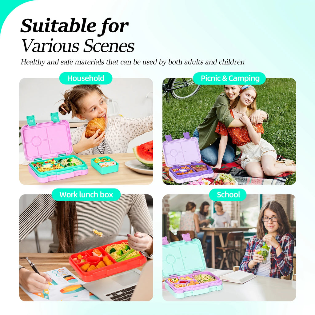 Children's Double Buckle Lunch Box Cartoon Lunch Box Students Can Reuse Large-capacity Portable Lunch Box