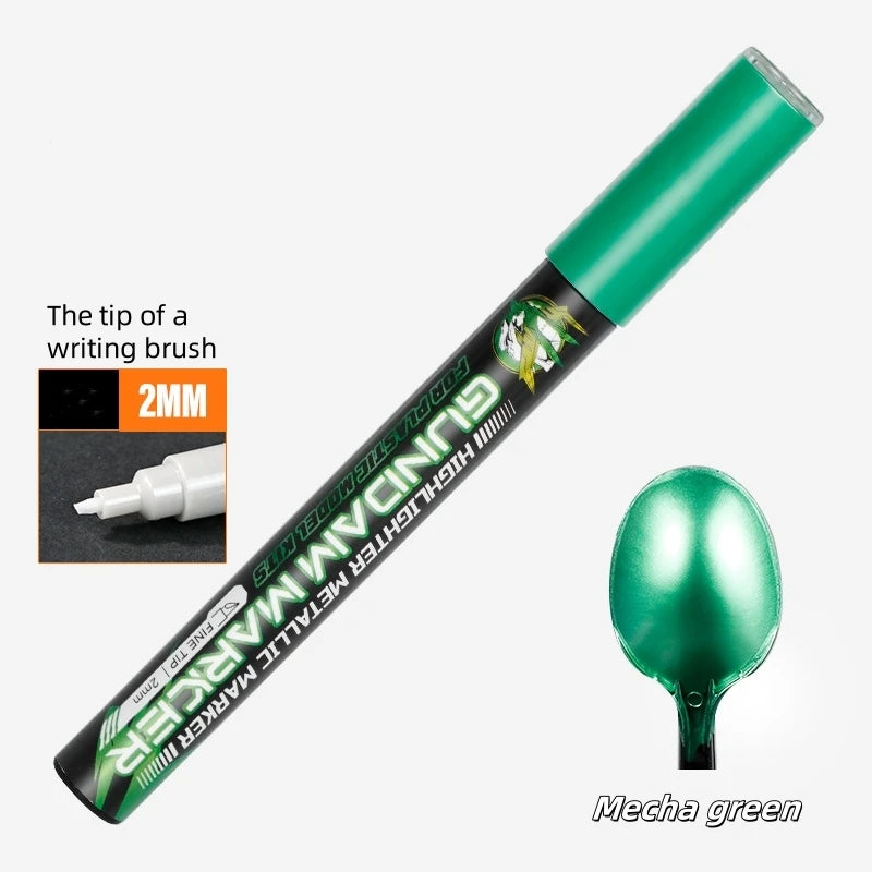 Metallic Markers Colouring Pens for Mech Painting Golden Paint Marker Pen Silvery Reflective Paint Model Marker Pen