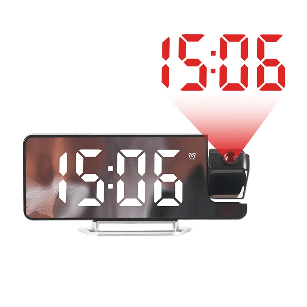 Digital Projector Alarm Clock with Night Light Electric USB 12/24H Display Table LED Clocks for Bedroom Living Room Home Decor