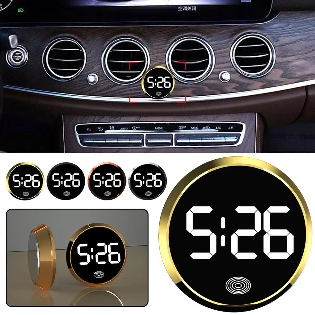 LED Car Clock Luminous Automobiles Internal Stick-On Mini Digital Clocks Auto Ornament Car Accessories