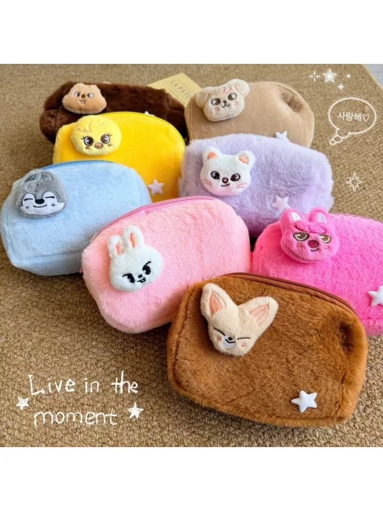 kpop In Stock Stray Kids skzoo avatar Plush Makeup Bag Large Capacity Cute Storage Pouch Pen Case Kpop Idol Peripheral