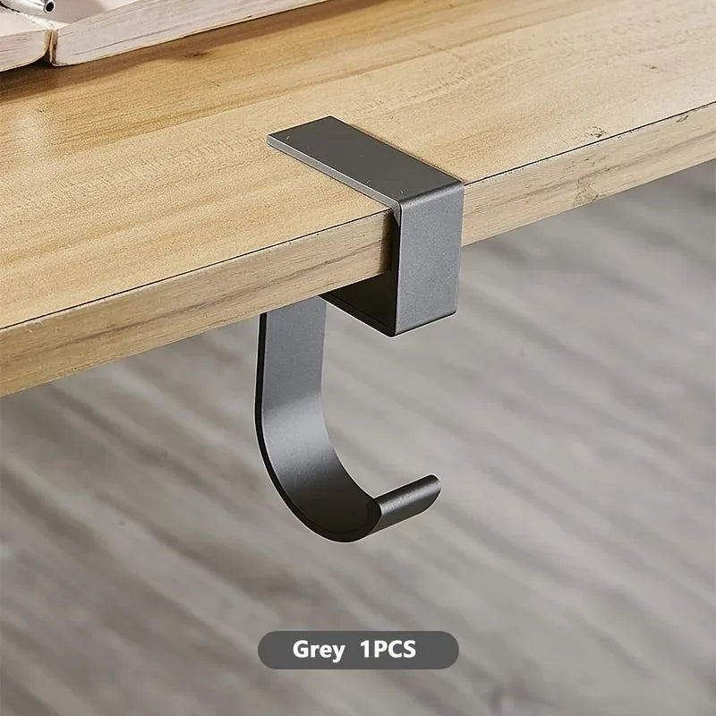 Aluminum Desk Hook Organizer Anti-Slip Design Sleek Black White for Office Student Desk Organization Bag Storage Utility Hooks