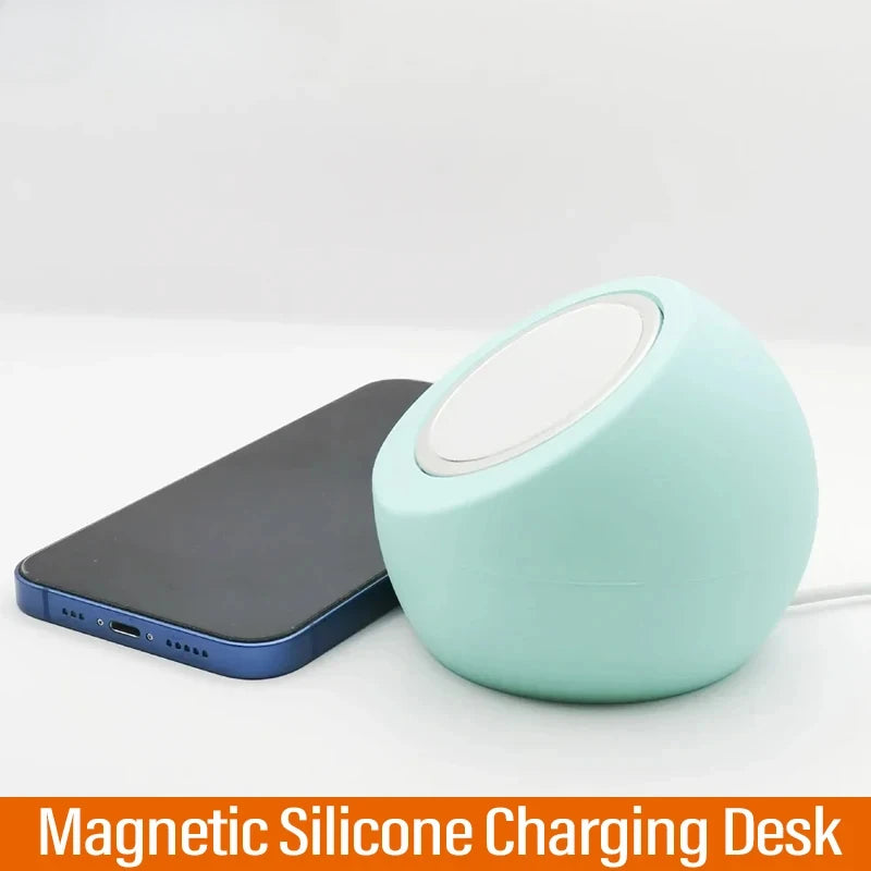 Magnetic Wireless Charging Desk Ball Shape Silicone Holder Stand for Magsafe iPhone 15 14 13 12 Pro Charger Dock Station